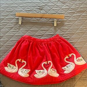 Mini Boden Red Skirt with Swan Design-sz 5/6